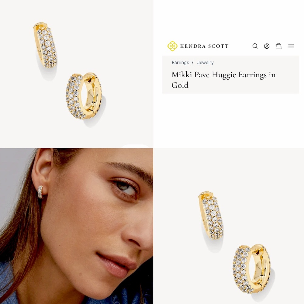 Kendra Scott Gold Crystal Huggie Earrings $65